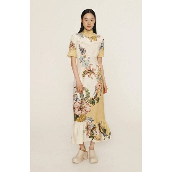 ALEMAIS OLEANDER MIDI DRESS US 4 AU 8 - Picture 1 of 8